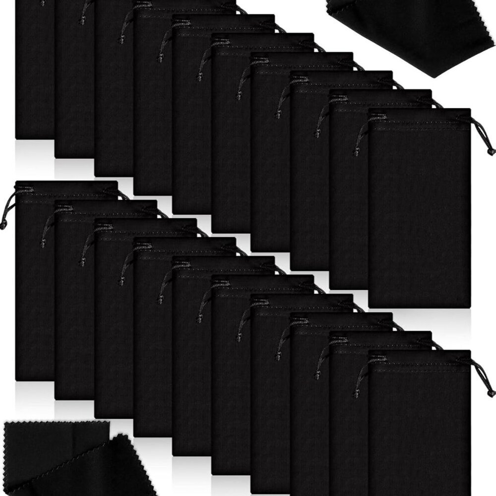 40 Pack Microfiber Case Pouch Bag Glasses Sunglasses Case with 2 Pieces Cleaning